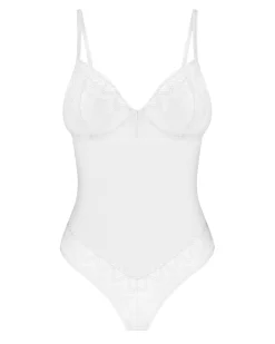 Białe, koronkowe body