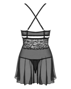 Czarna babydoll i stringi