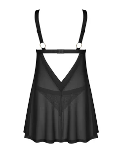 Czarna babydoll z ozdobnym sercem