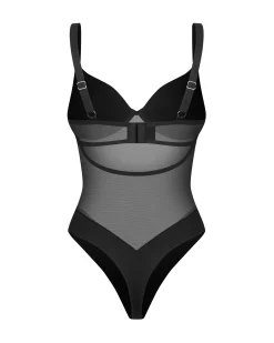 Czarne, klasyczne body z fiszbinami