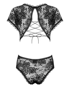 Czarne, koronkowe body