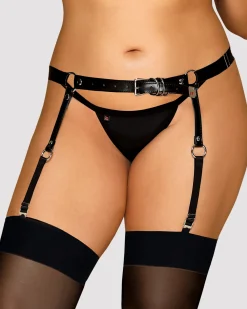 Czarny pas do pończoch harness