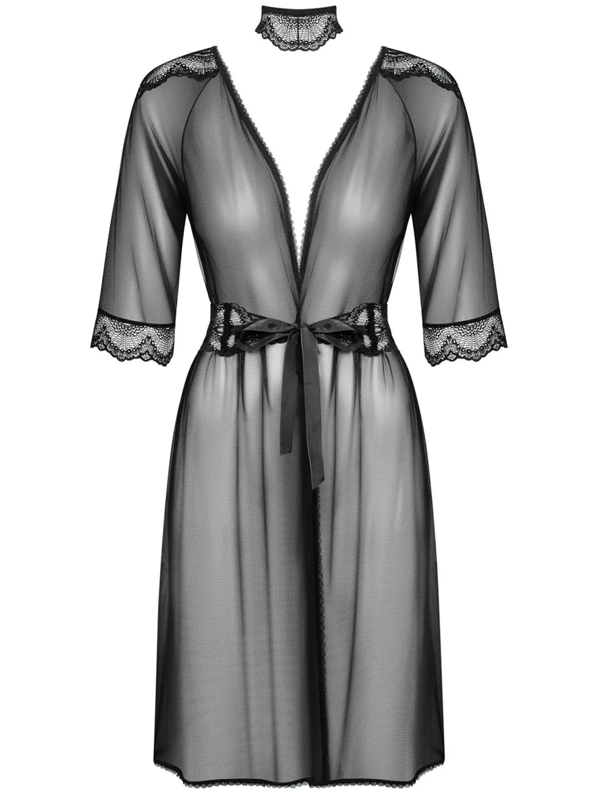 Czarny peniuar i koronkowy choker