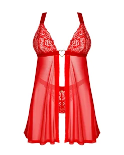 Czerwona babydoll i stringi