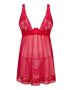 Czerwona babydoll i stringi