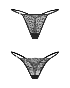 Dwupak czarnych stringów