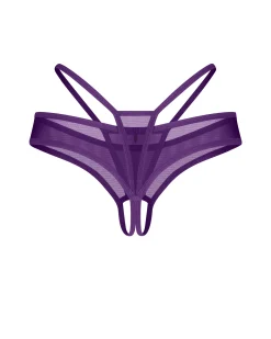 Fioletowe stringi z otwartym krokiem