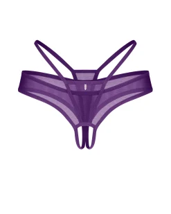 Fioletowe stringi z otwartym krokiem