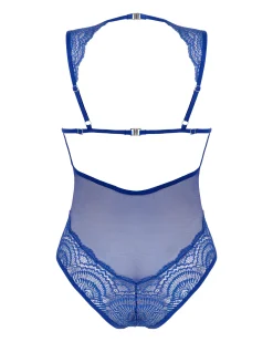 Niebieskie, koronkowe body