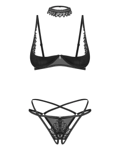 Półbiustonosz, otwarte stringi i choker