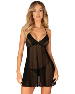 Prześwitująca babydoll i stringi